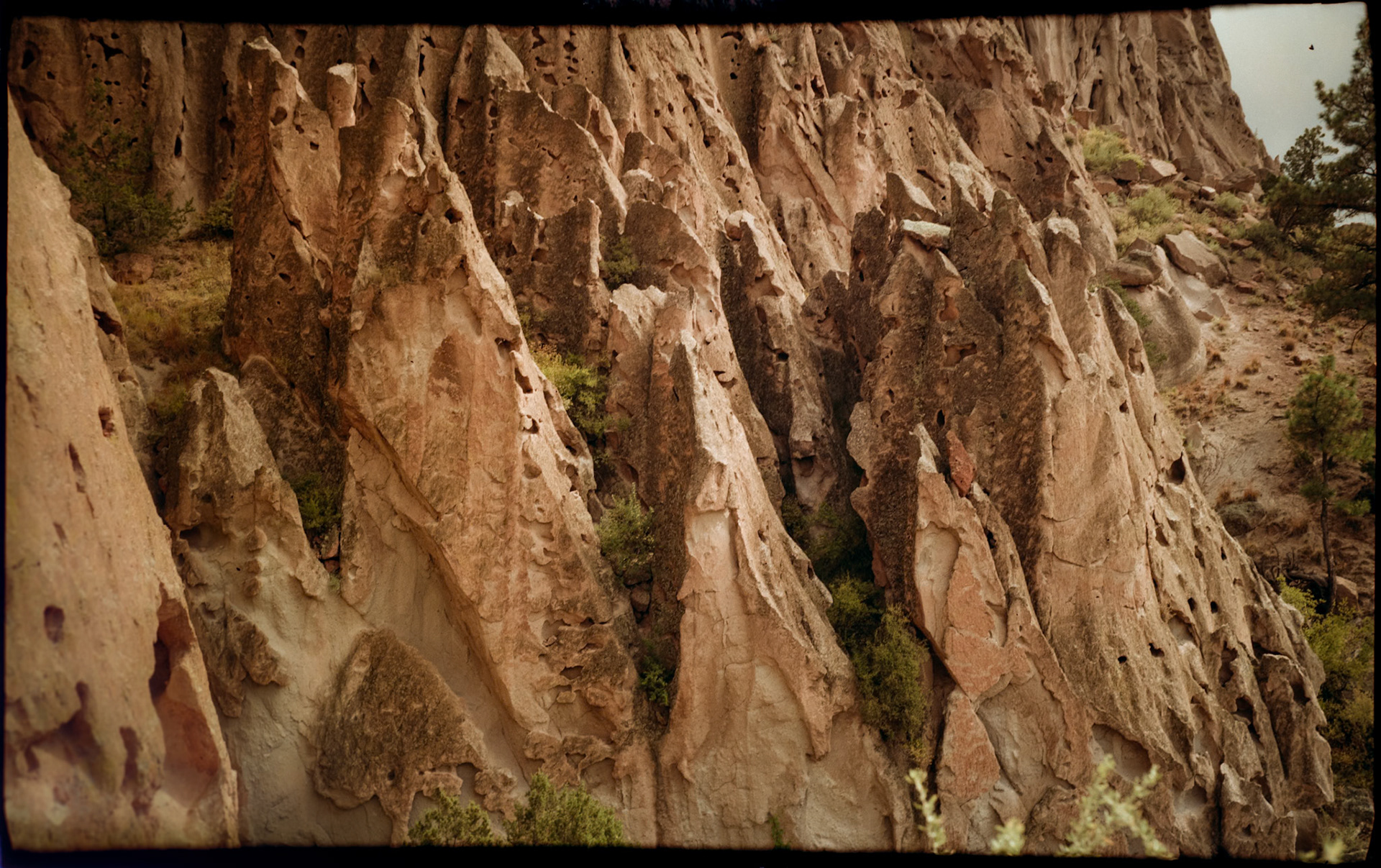 Interesting rock formations at Bandalier National Monument near Los Alamos, New Mexico from 1993. This is part of my New Mexico Ligh and Colorado Heights series.