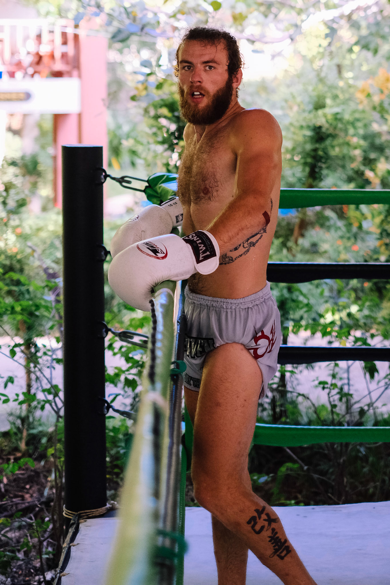A Muay Thai fighter takes a breather – Lionheart Muay Thai Gym, Koh Samui, Thailand