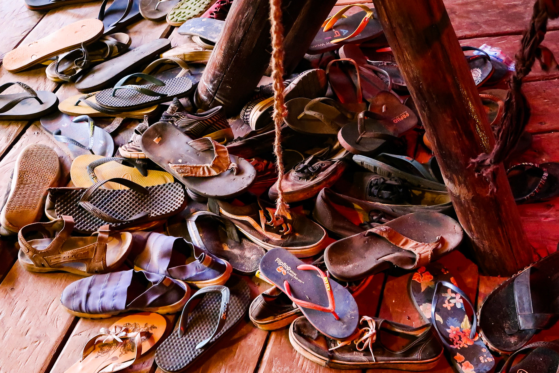 Partygoers shoes at the entrance – Otres Village, Sihanoukville, Cambodia