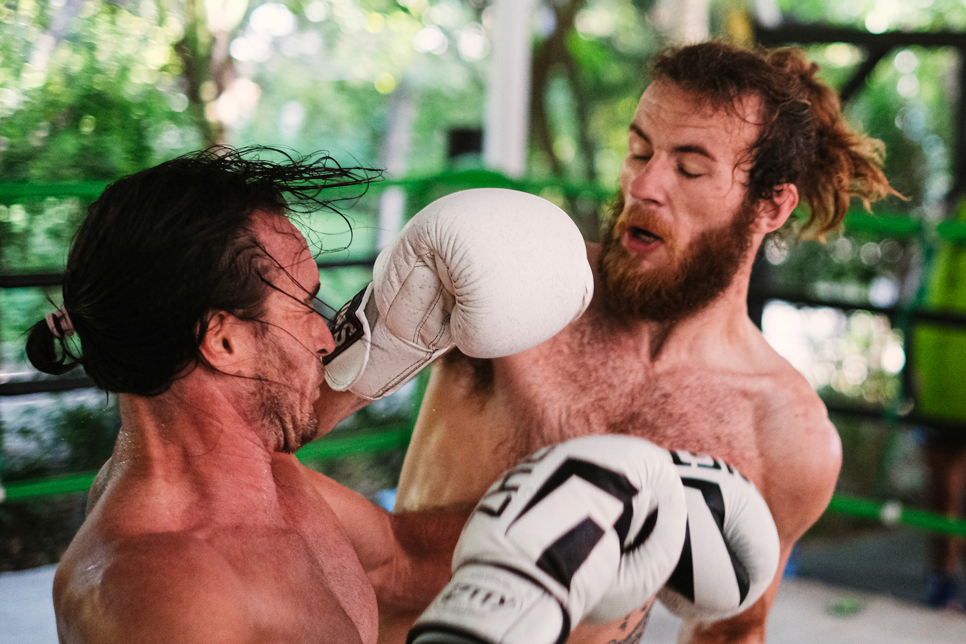 Two Muay Thai fighters in action – Lionheart Muay Thai Gym, Koh Samui, Thailand