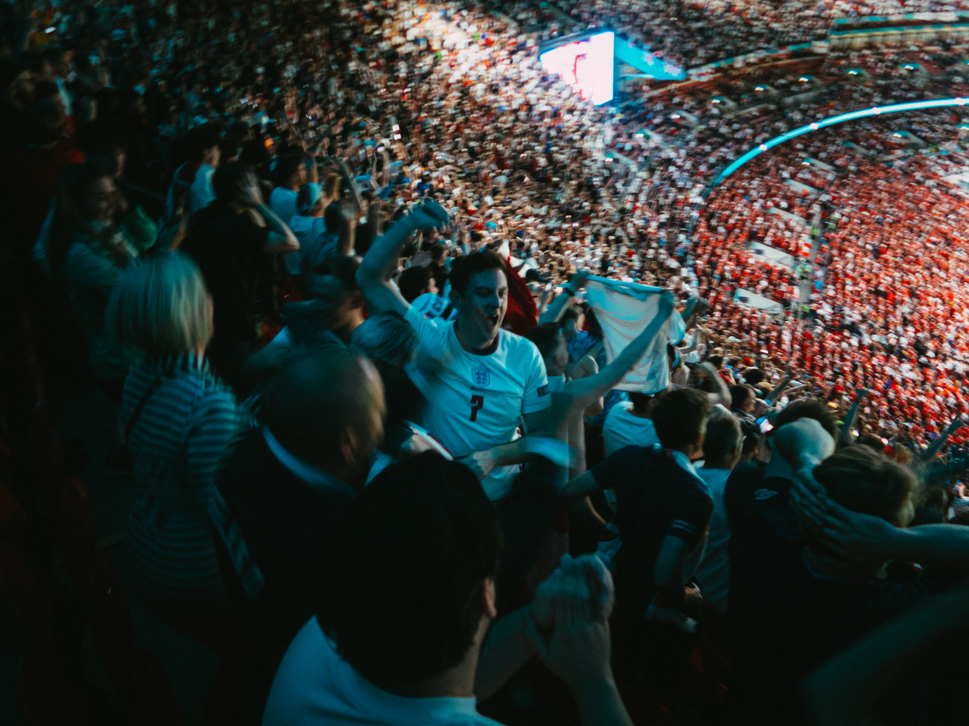 England fans celebrate – England vs Denmark – Euro 2020 – Wembley Stadium, London UK