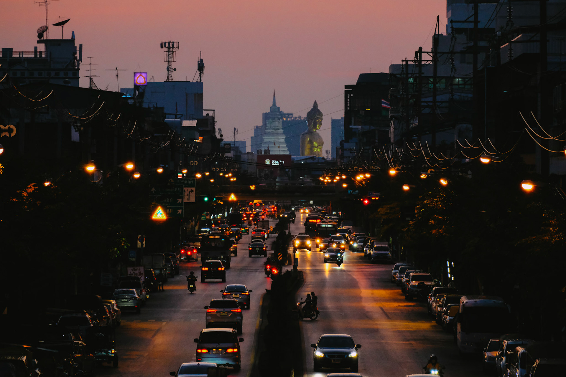 Wat Pak Nam Temple at sunset – Bangkok, Thailand