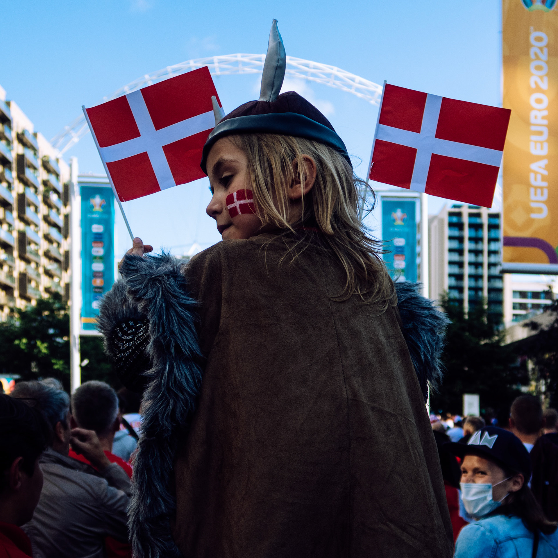 Denmark fan on Wembley Way – England vs Denmark – Euro 2020 – Wembley Stadium, London UK