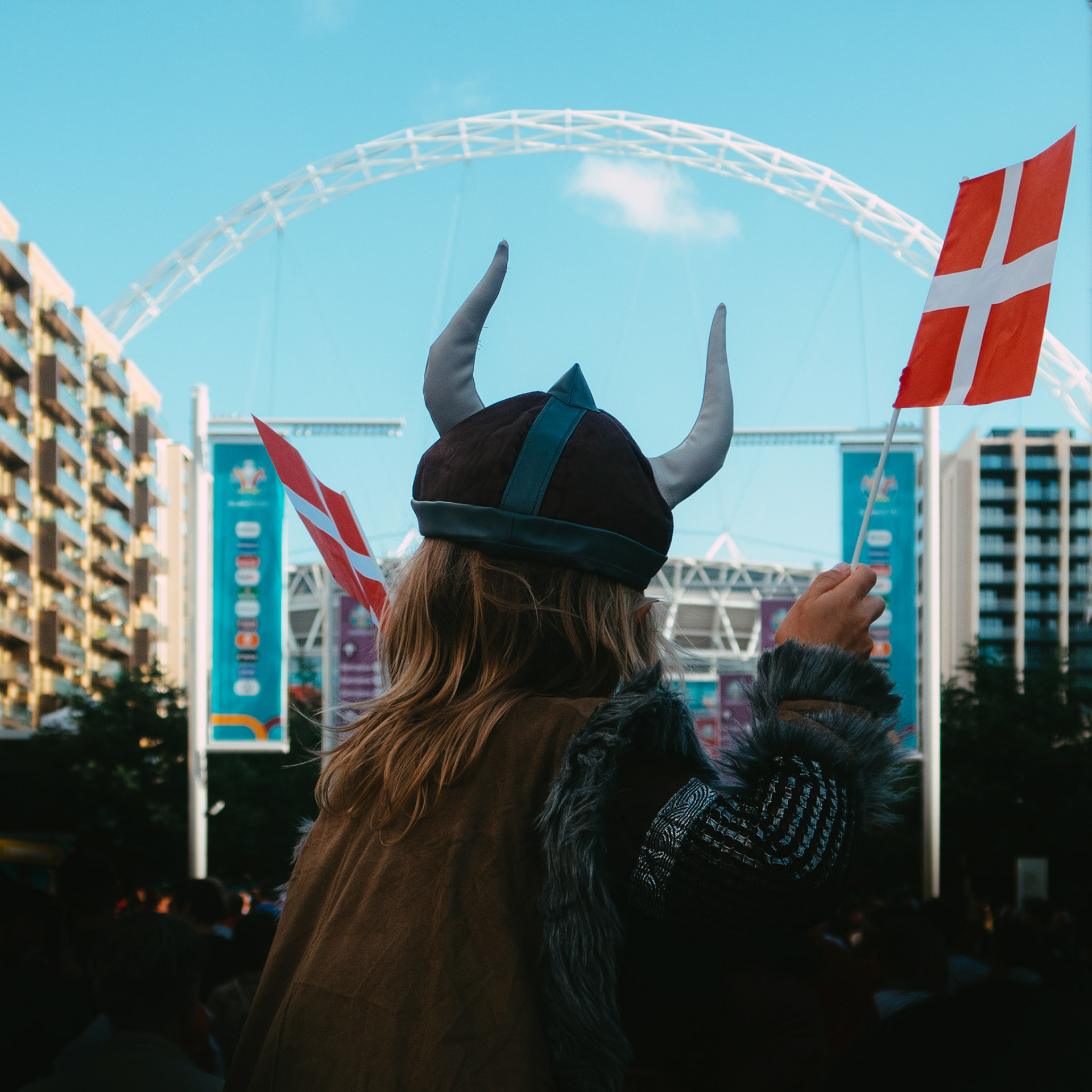 Denmark fan on Wembley Way – England vs Denmark – Euro 2020 – Wembley Stadium, London UK