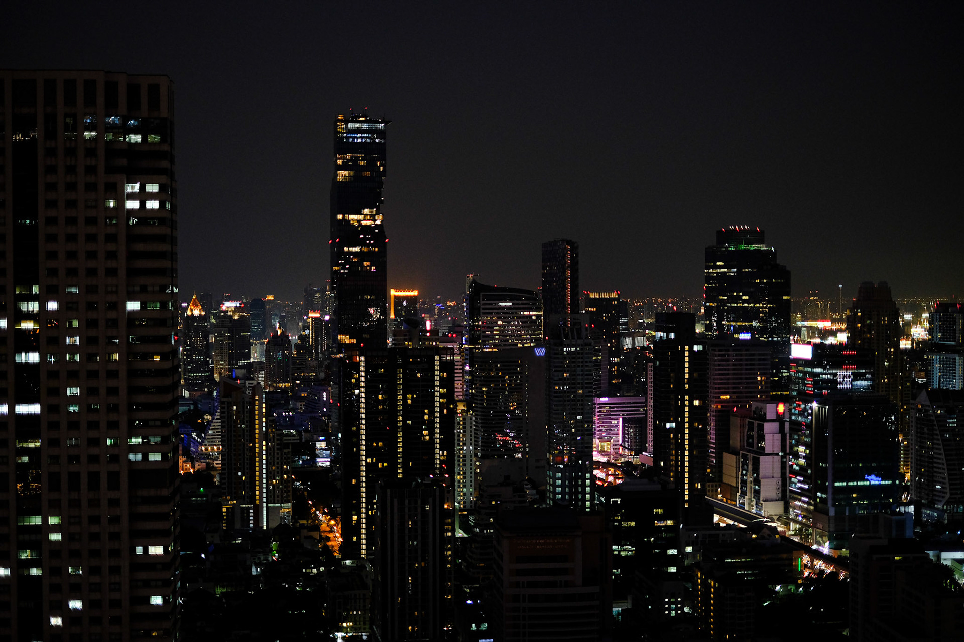 A general view of skyscrapers at night – Bangkok, Thailand