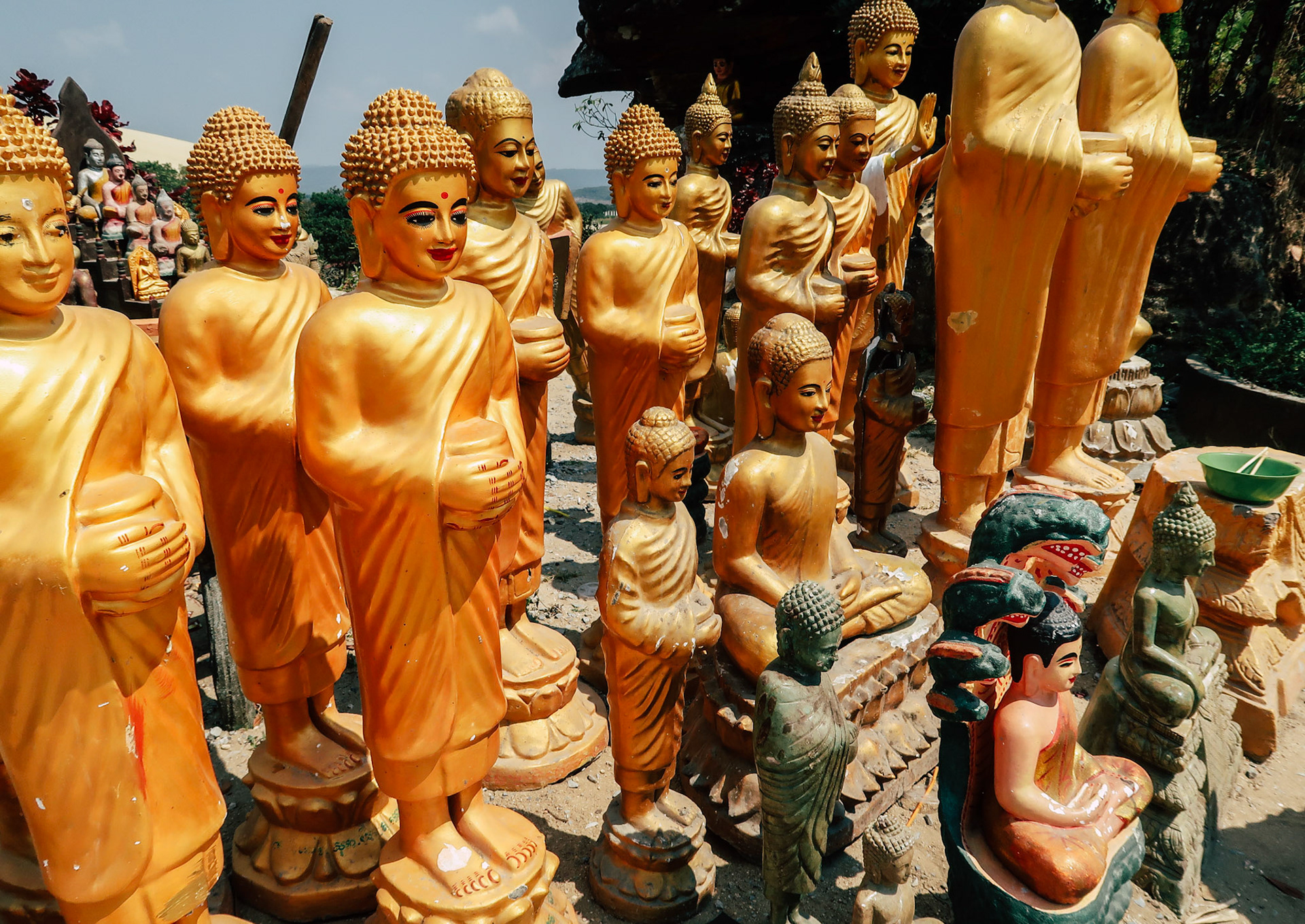 A general view of Buddah statues for sale – Bokor National Park, Kampot, Cambodia