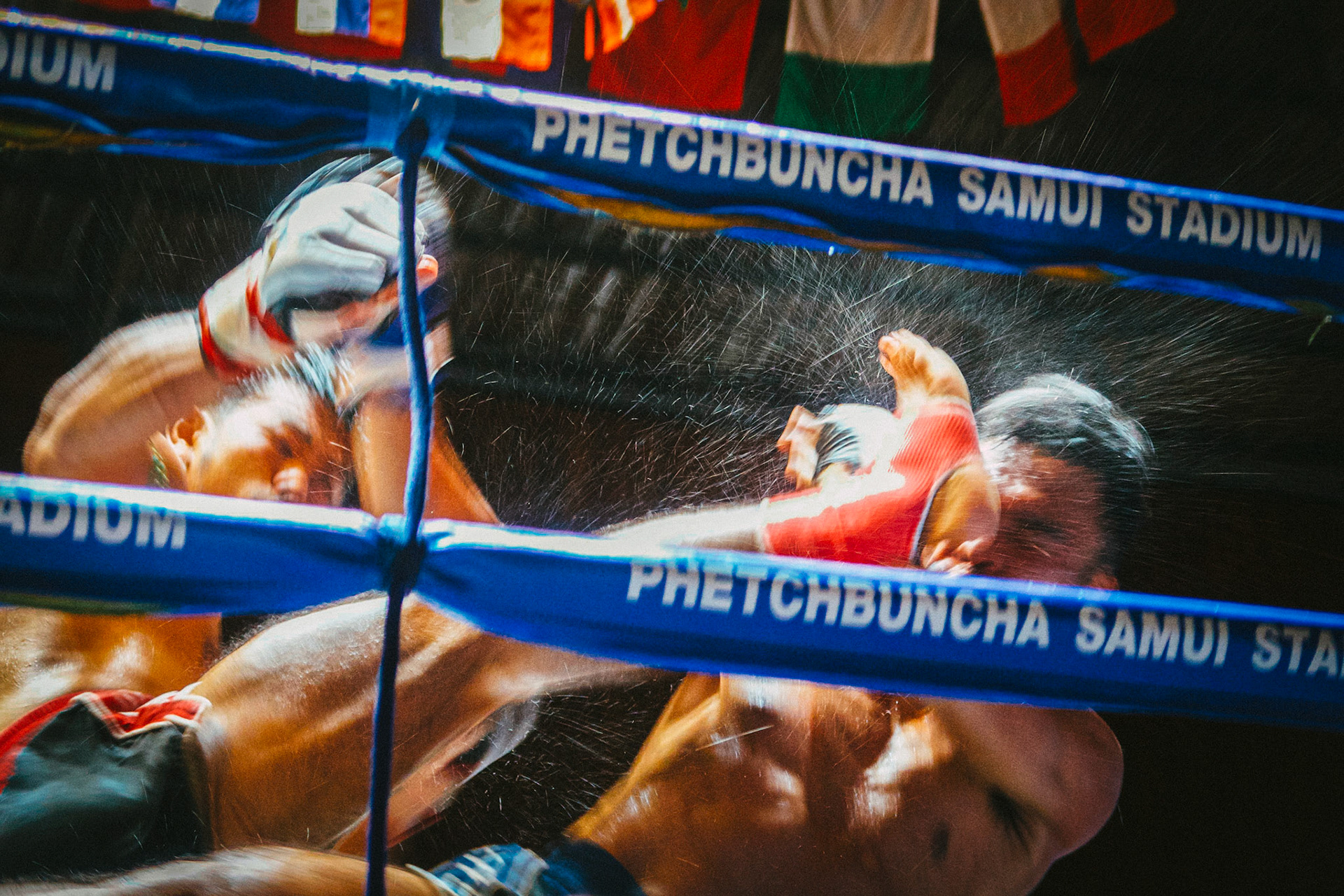  Two fighters in action – Rajadamnern Muay Thai Stadium, Bangkok, Thailand