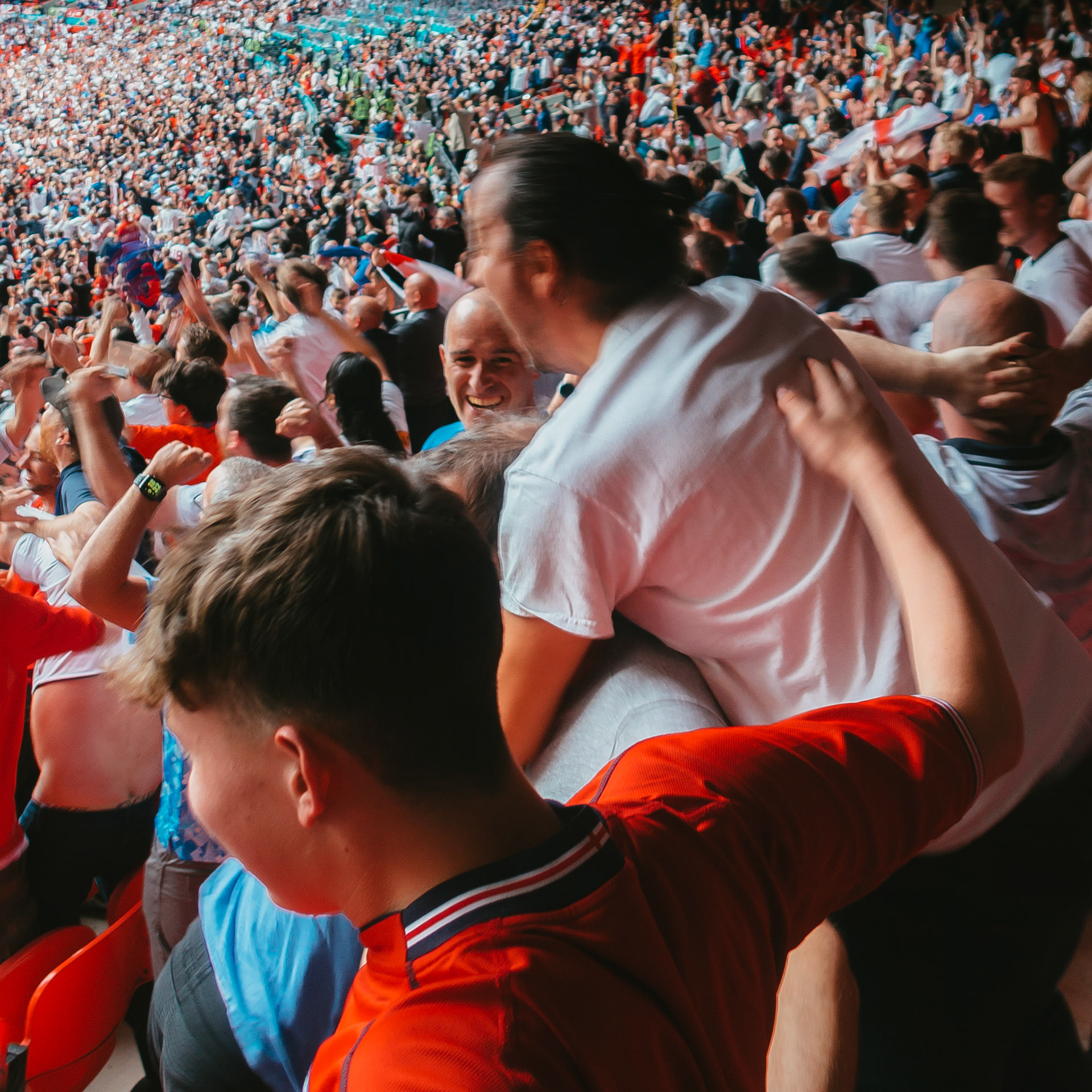 England fans celebrate – England vs Germany – Euro 2020 – Wembley Stadium, London UK