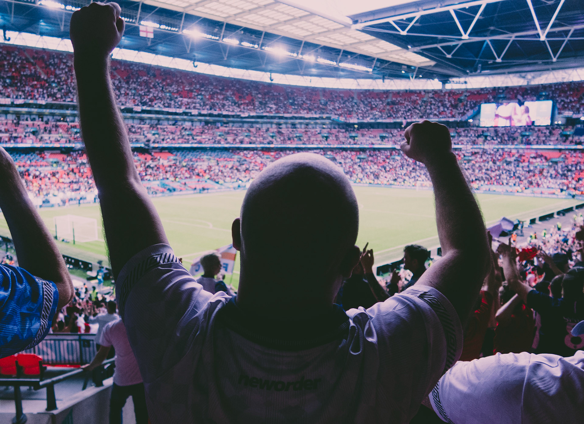 England fan celebrates – England vs Germany – Euro 2020 – Wembley Stadium, London UK
