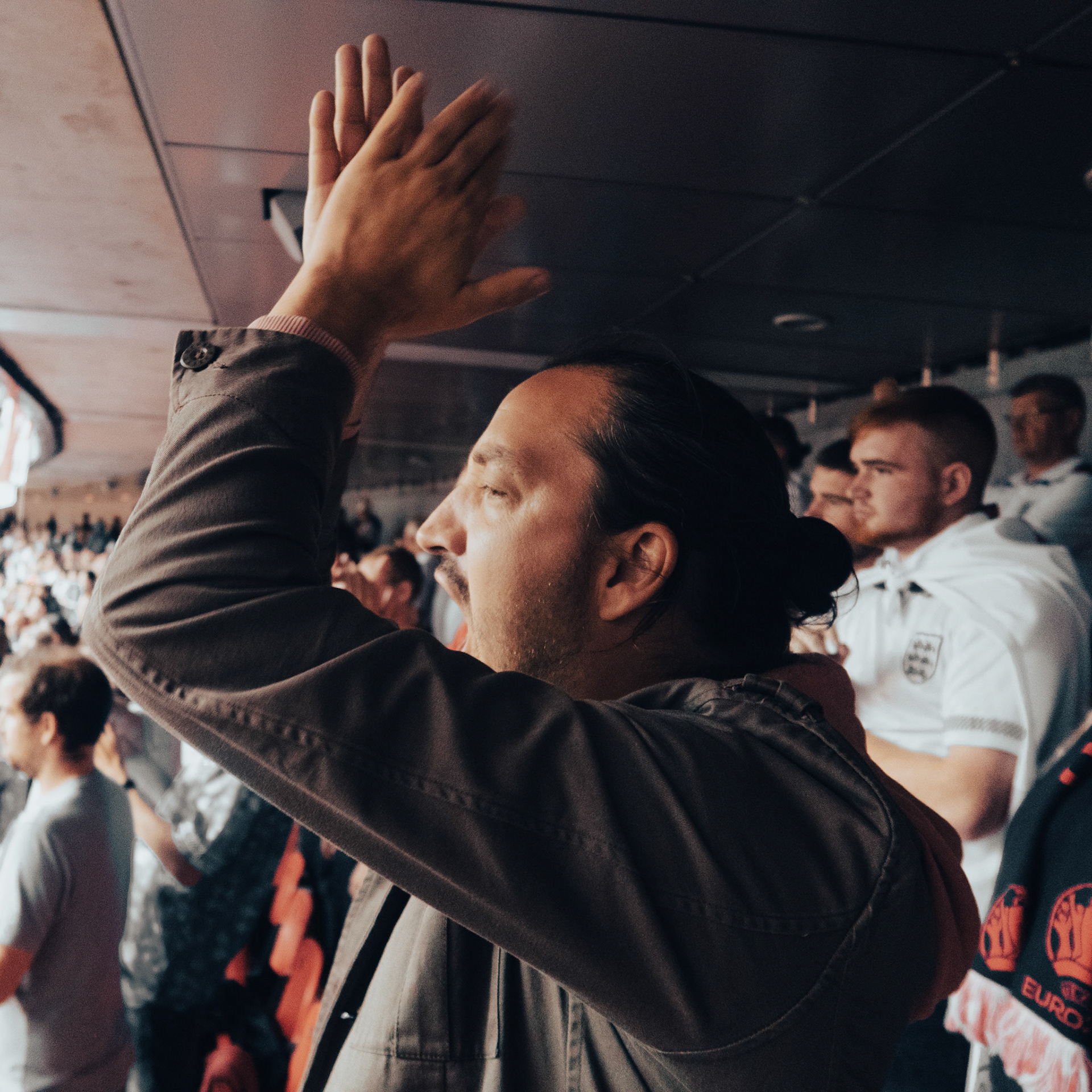 England fan celebrates – England vs Germany – Euro 2020 – Wembley Stadium, London UK