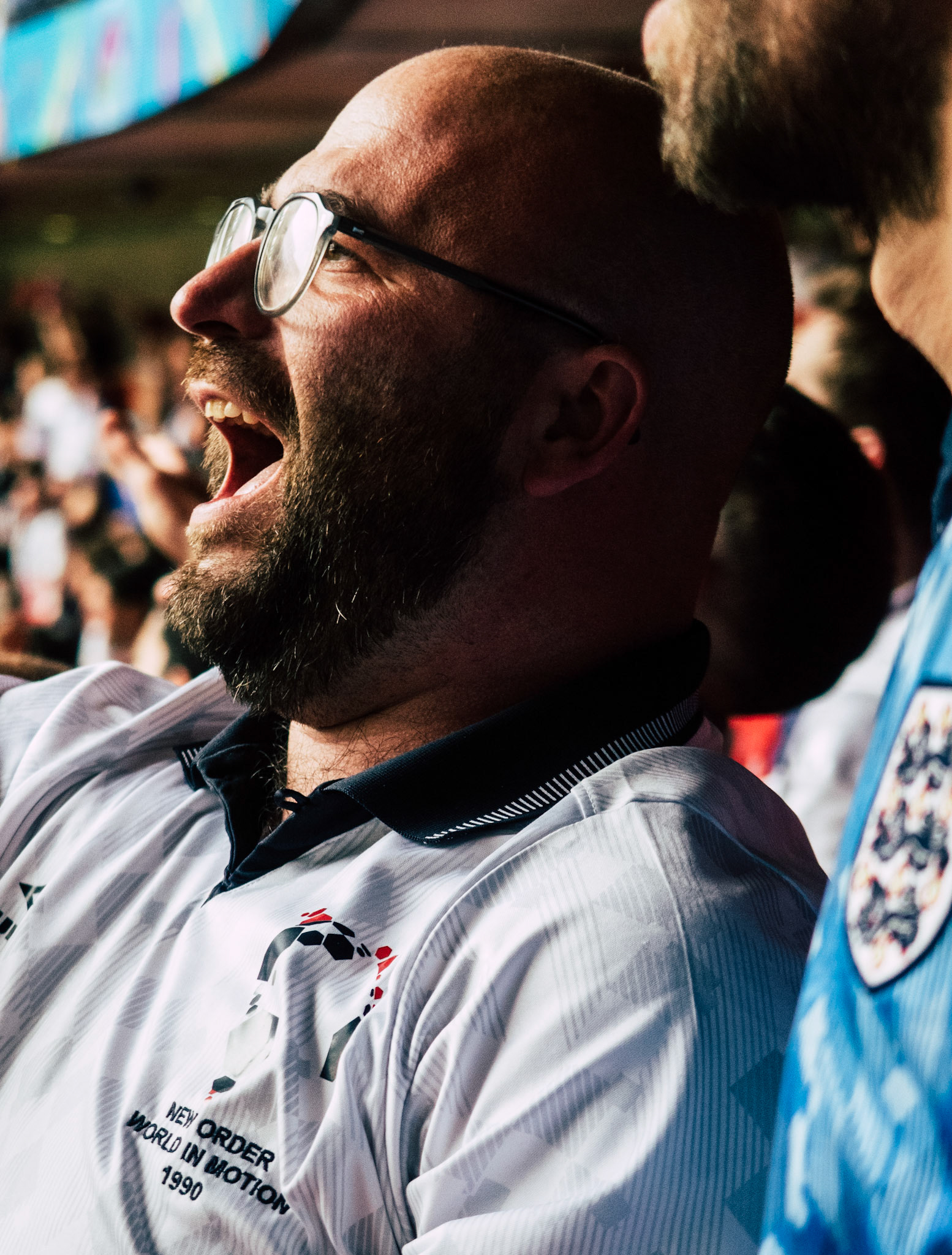 England fan celebrates – England vs Germany – Euro 2020 – Wembley Stadium, London UK