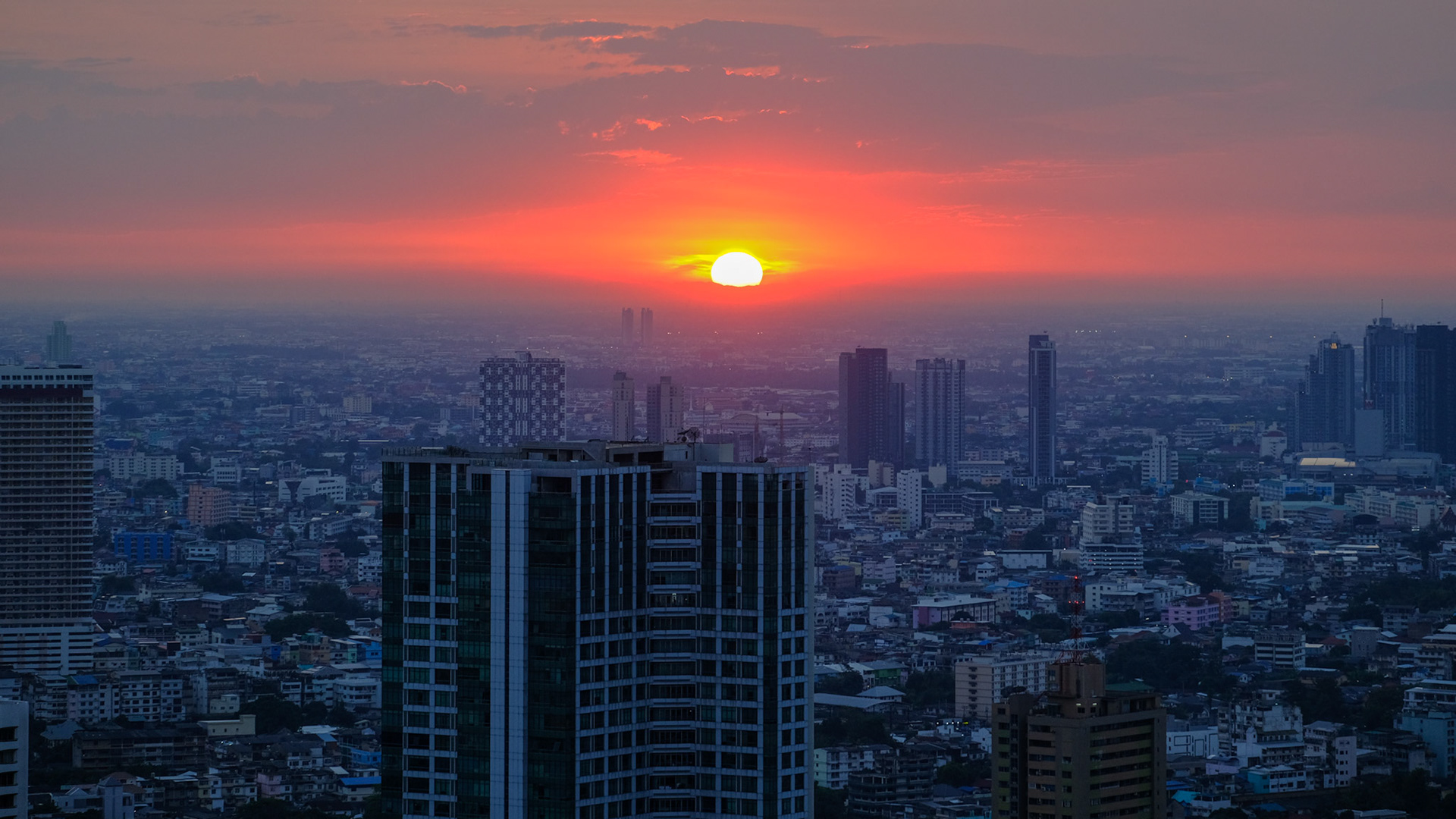 A general view of Bangkok at sunset – Bangkok, Thailand