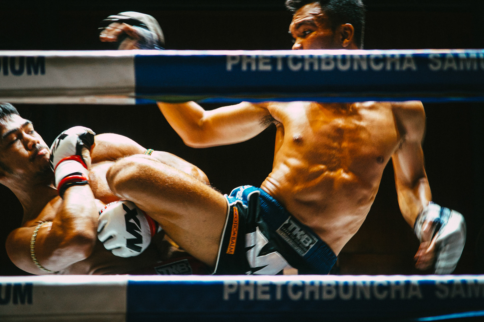  Two fighters in action – Rajadamnern Muay Thai Stadium, Bangkok, Thailand