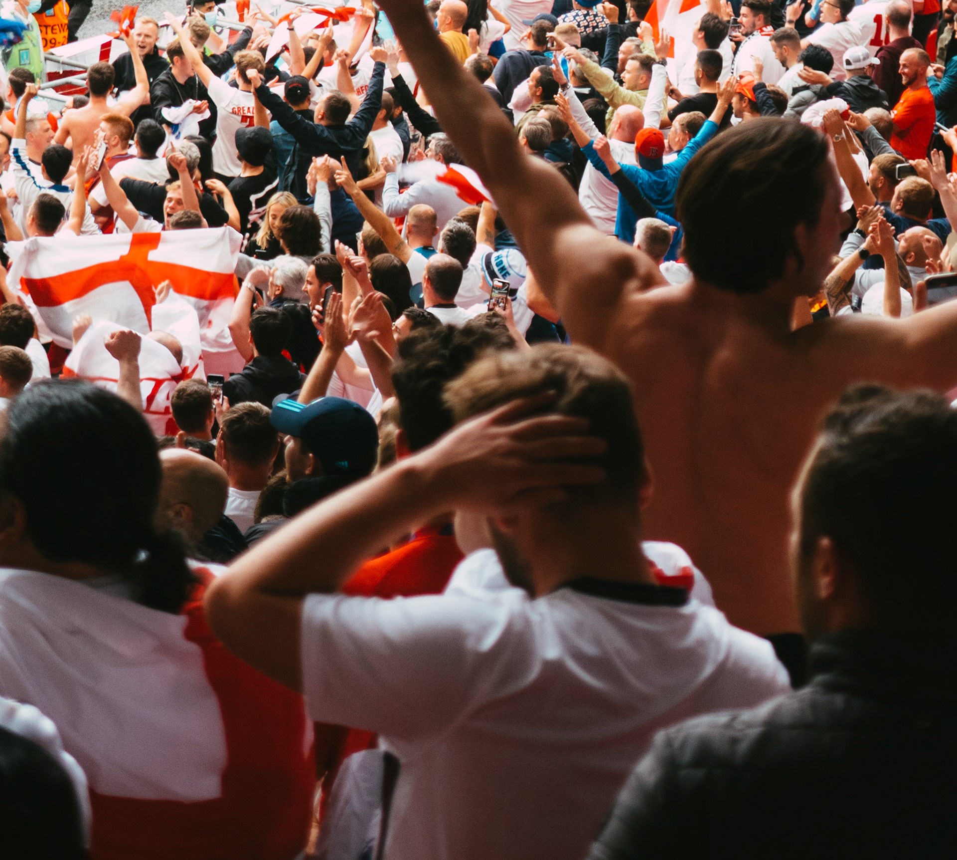England fans celebrate – England vs Germany – Euro 2020 – Wembley Stadium, London UK