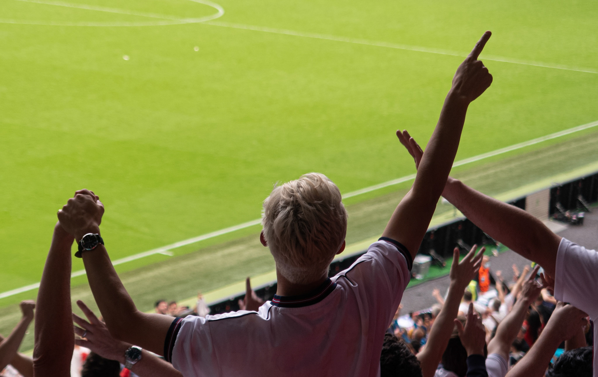 England fan celebrates – England vs Germany – Euro 2020 – Wembley Stadium, London UK