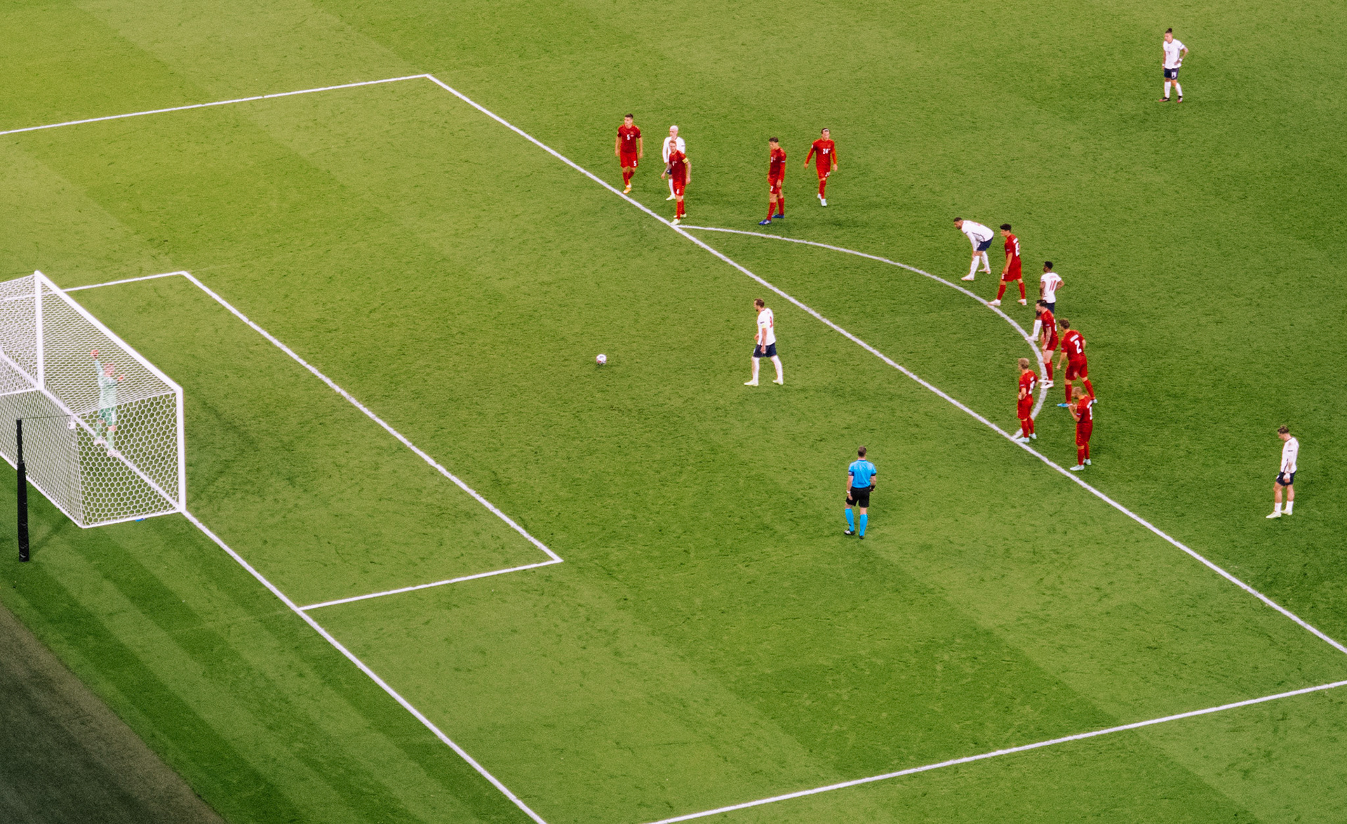 Harry Kane preparing to take a penalty – England vs Denmark – Euro 2020 – Wembley Stadium, London UK