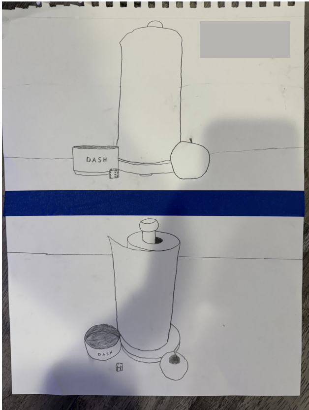 Split Perspective, Graphite, Dylan M, Art 133: Drawing 1, Spring 2024