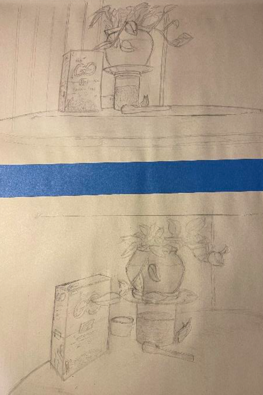 Split Perspective, Graphite, Gerardo R, Art 133: Drawing 1, Fall 2021