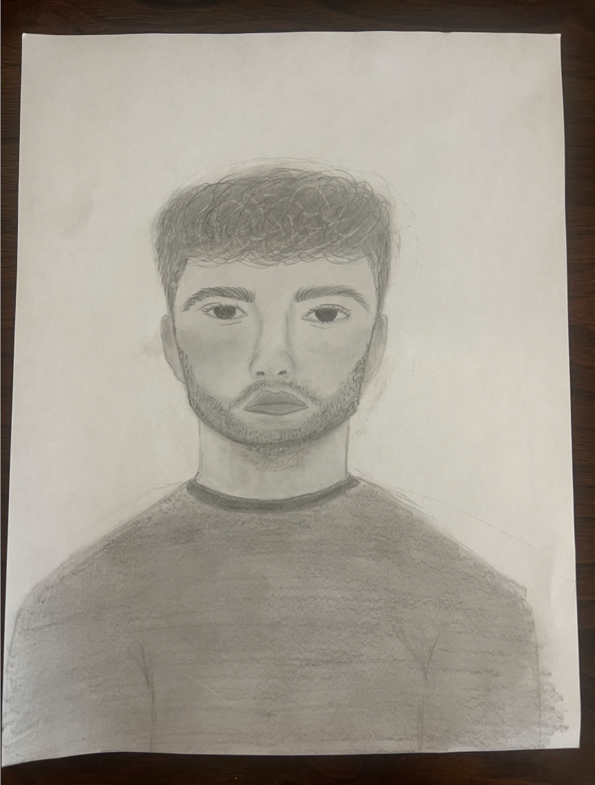 Self Portrait Assignment, Graphite, Richard F., Art 133: Drawing 1, Spring 2024