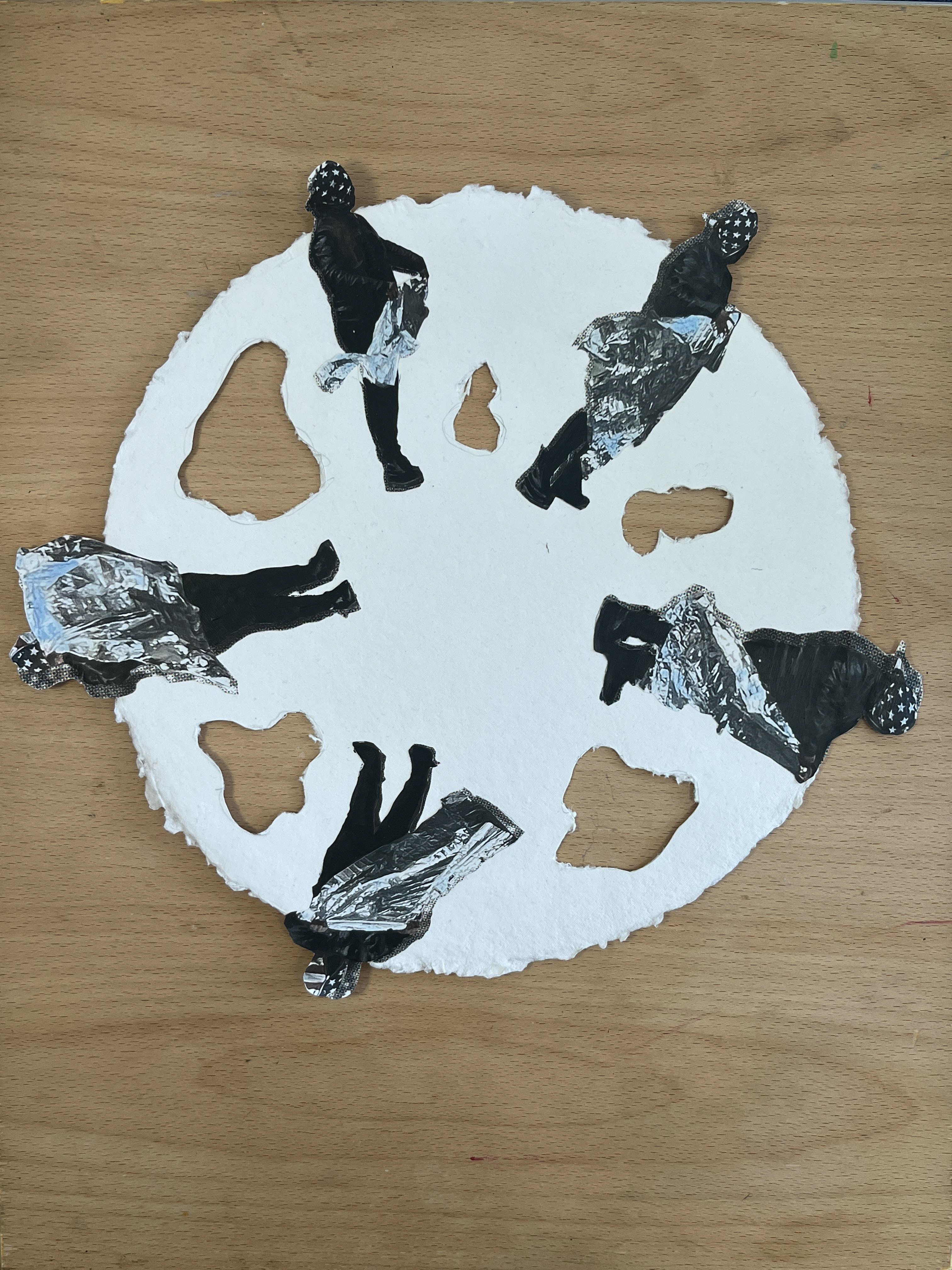 "To Catch Tha Dream v.1" Mixed Media 14 x 15", ink jet print, acrylic, color pencil, 2025