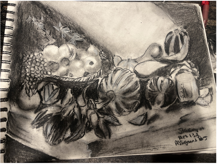 Master Study, Charcoal, Stacey A., Art 133: Drawing 1, Spring 2024