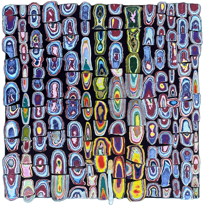 Fairyland, 2022, Enamel Chips on Wood, 7in x 7in x 2in