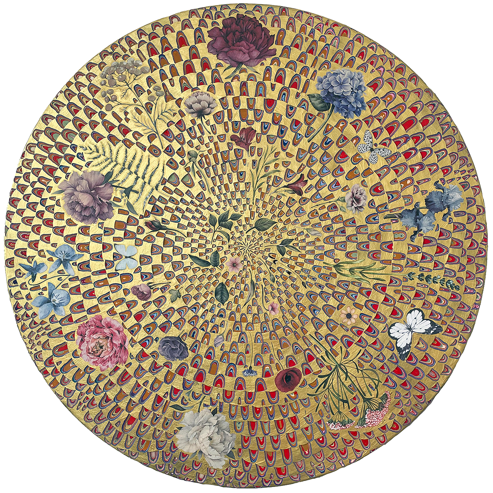 SOLD, Sandalphon Angel of Power, 2022, Enamel on Wood, 36in diameter