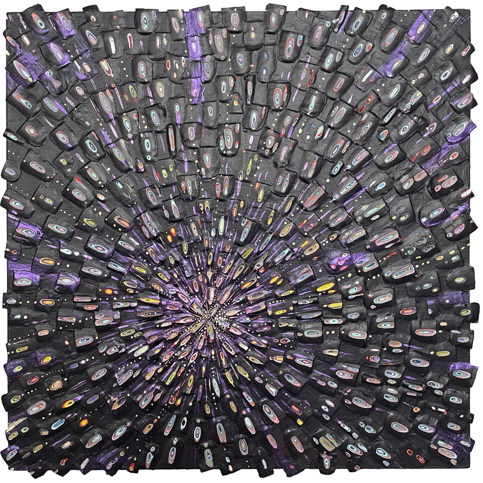 A Star is Born, 2022, 12.75in x 12.75in x 2in, Enamel Chips on Wood