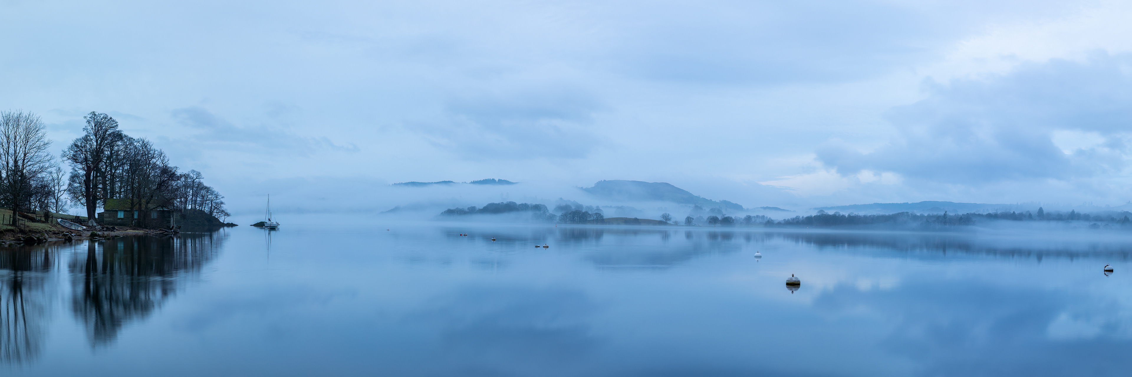 9 shot vertical panoramic - Windermere From Waterhead - 7:05AM 18 Feb 2024 