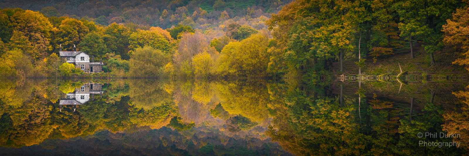 Autumn Reflections At Watermans Cottage Anglezarke Reservoir  - Bolton