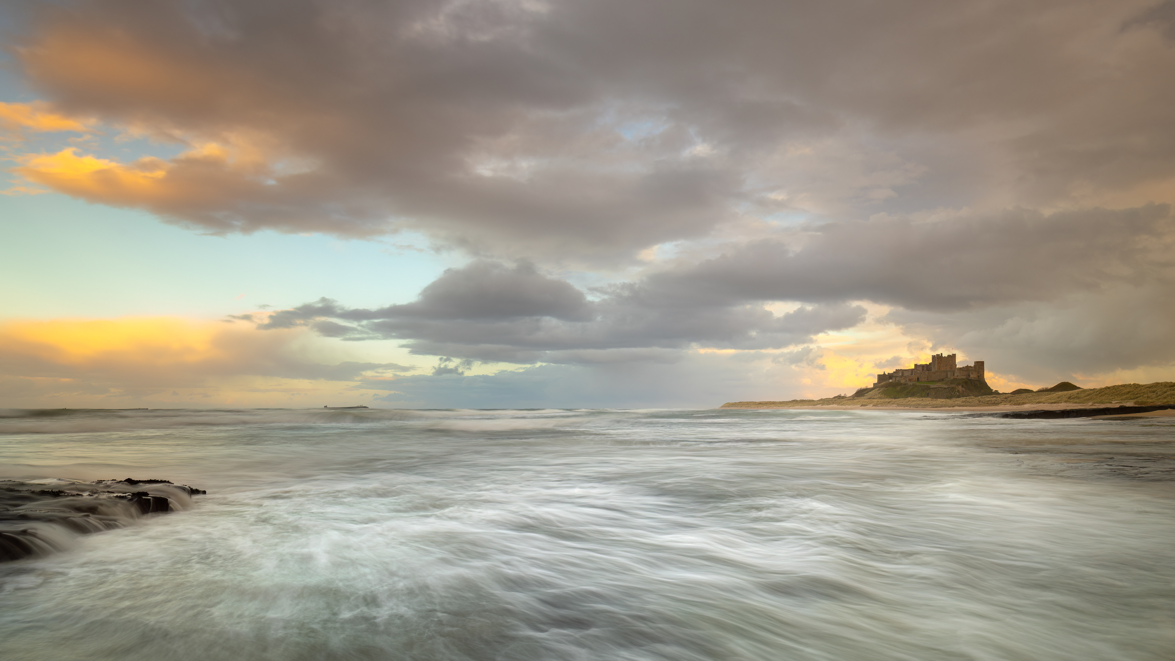 Bamburgh Beach & Castle Sunset