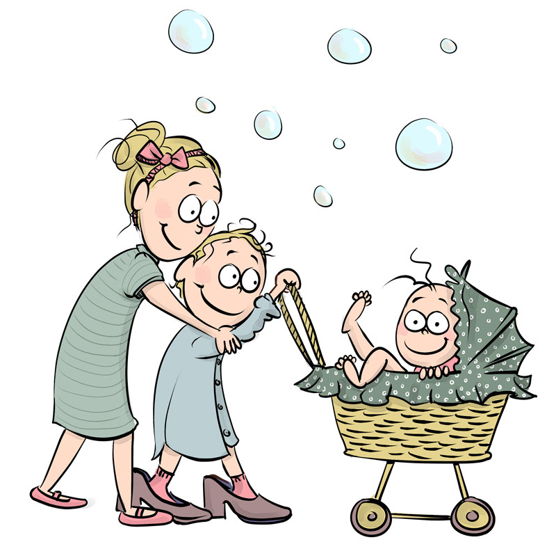 Illustration for a birth announcement. Client: private.