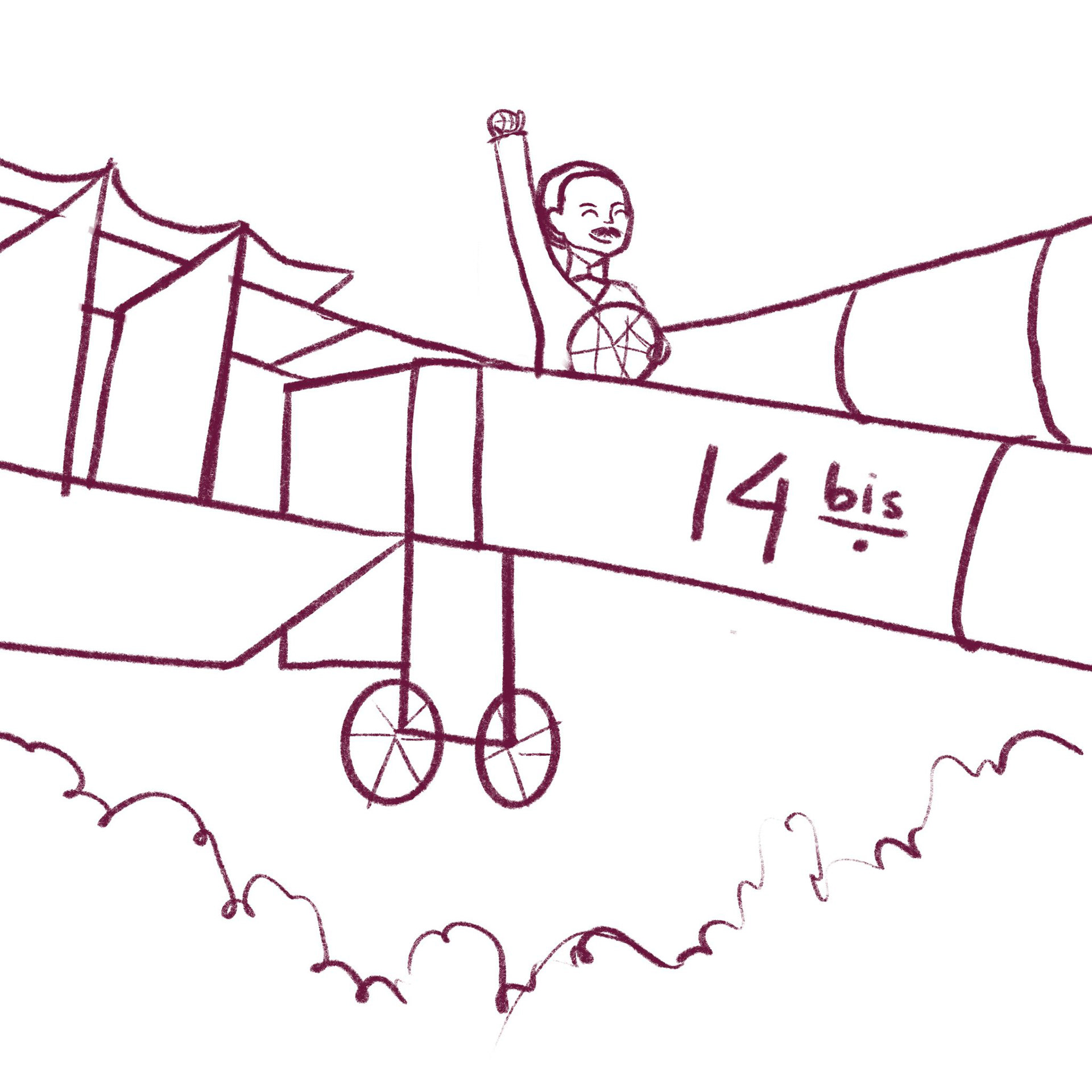 Sketch for the 14 Bis spot illustration