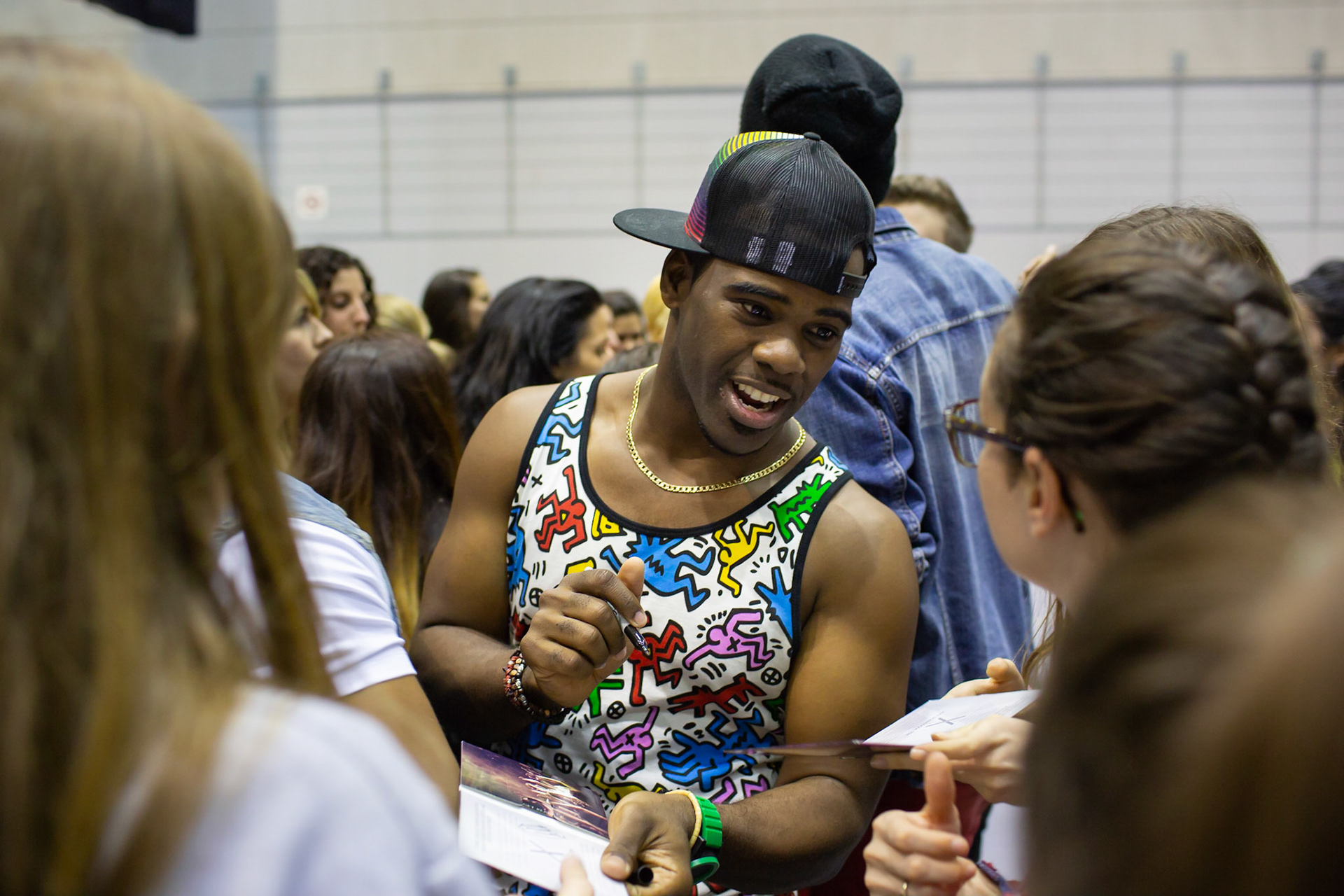Barcelona, Spain, 20.02.2014: Alfredo signing CDs for the fans in Spain