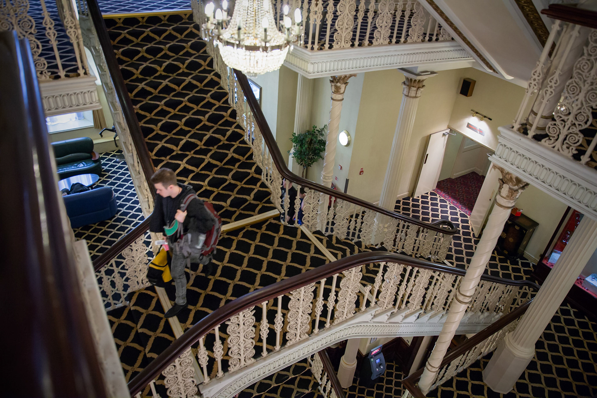 Manchester, United Kindom, 30.04.2014: Aaron of The Exchange is leaving the hotel on the last city on the tour. 