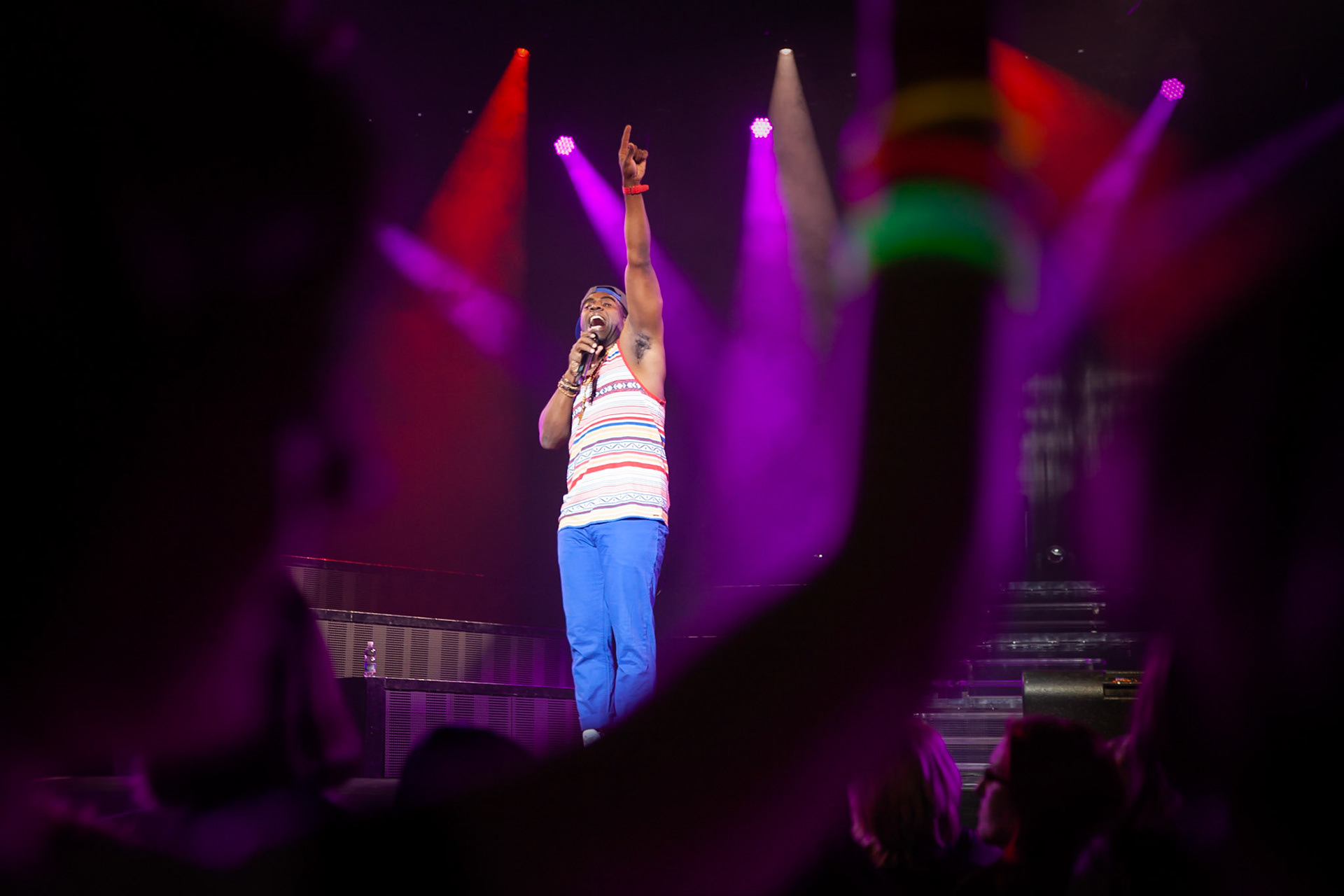 Berlin, Germany, 04.03.2014: Alfredo on the Stage gets the audience to cheer