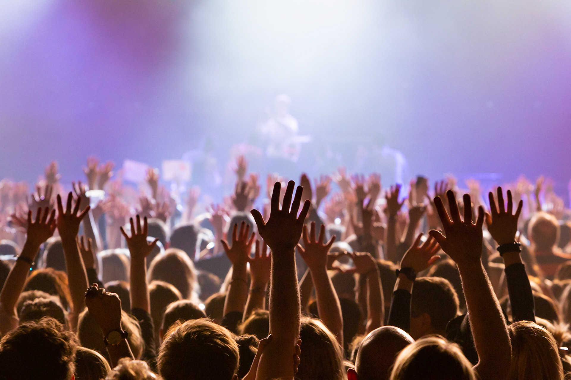 Denmark,  Copenhagen, 15.03.2014: The crowd cheers while the band is taking a selfie 