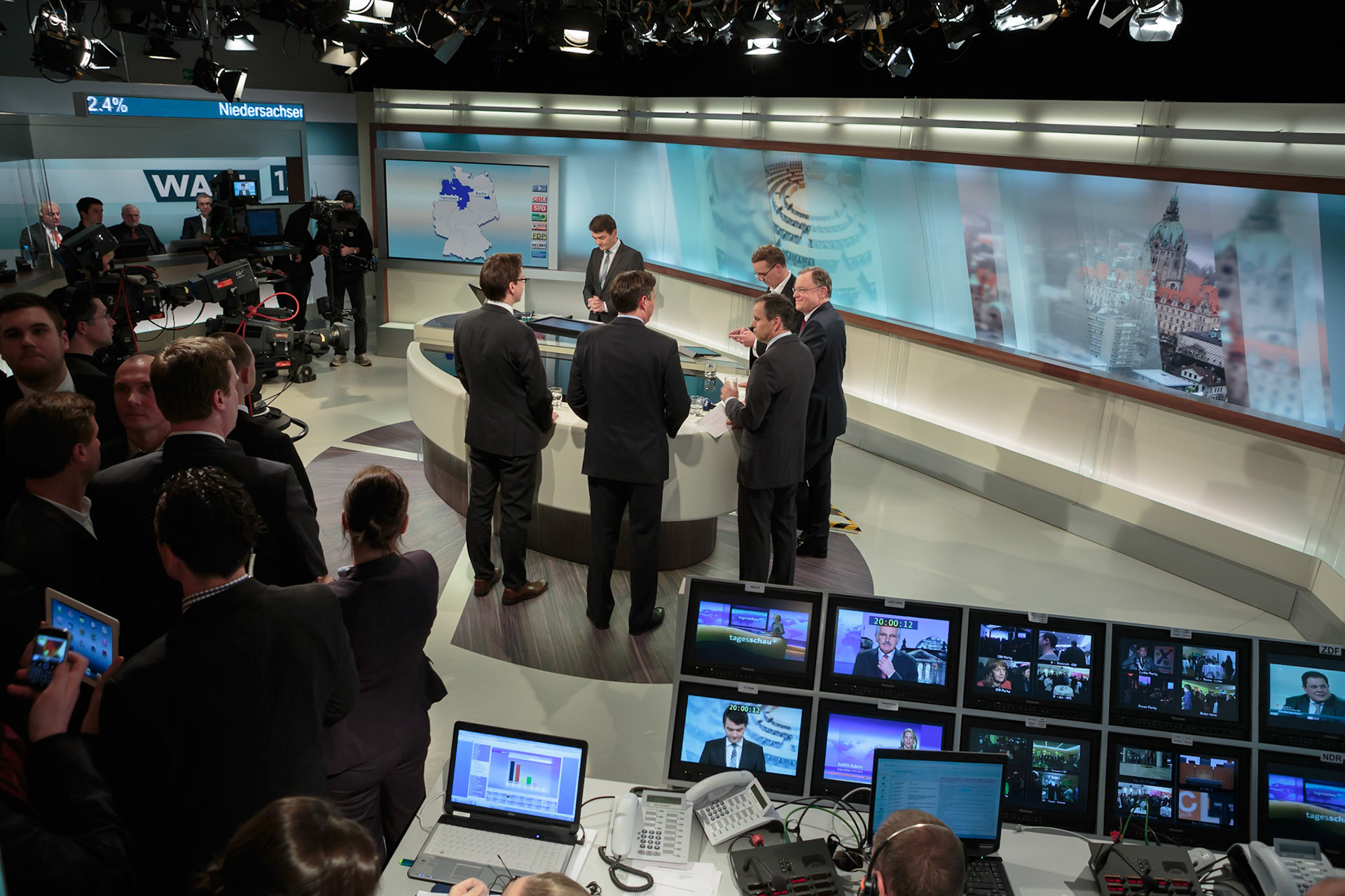 Hannover, 20.01.2013: Fernsehstudio des NDR im Landtagsgebäude zum Wahlabend.