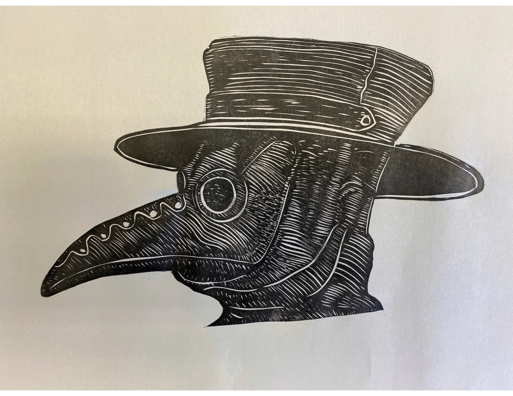 Plague Doctor, Linocut