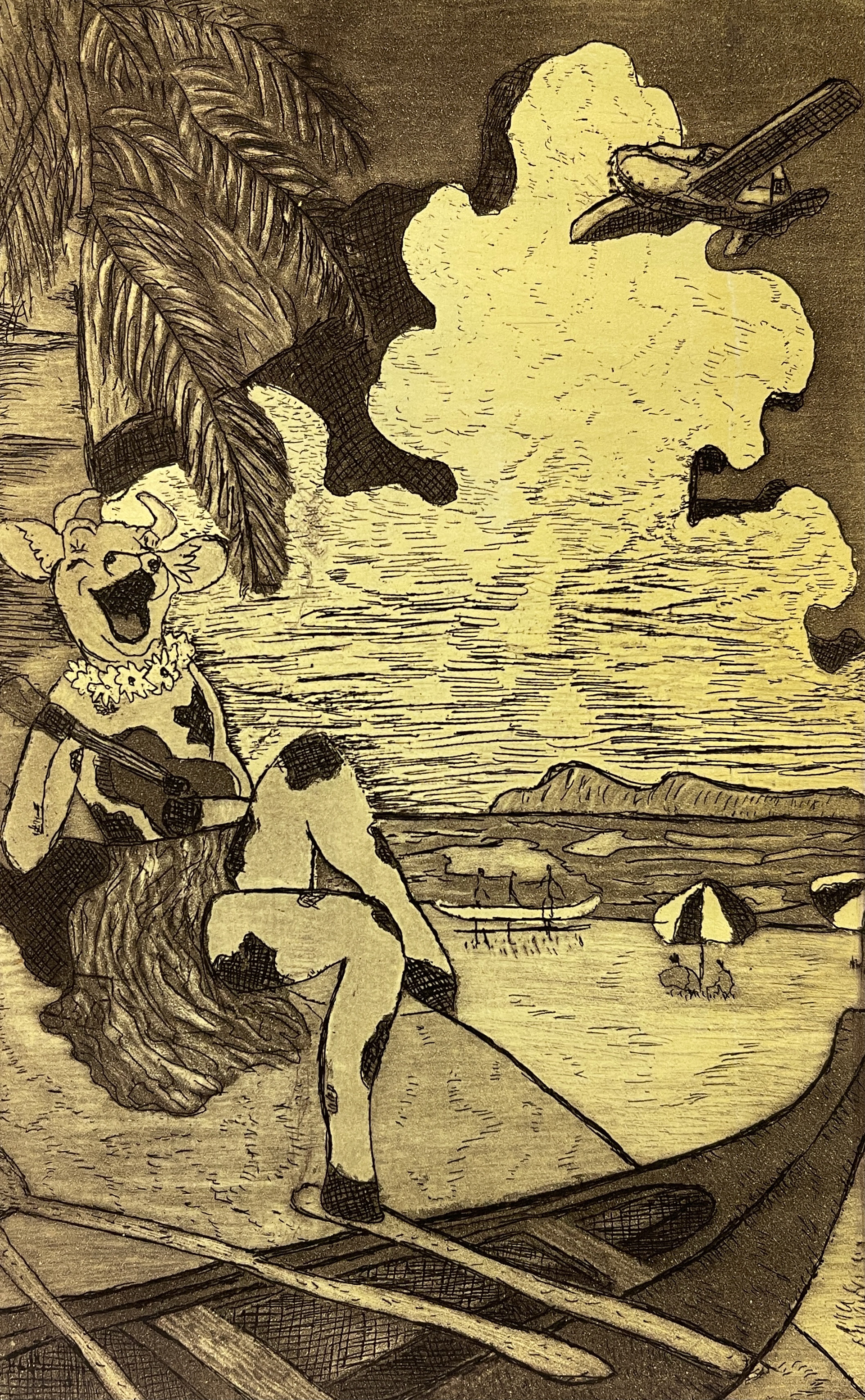 Final Print, Sepia and Yellow Ochre