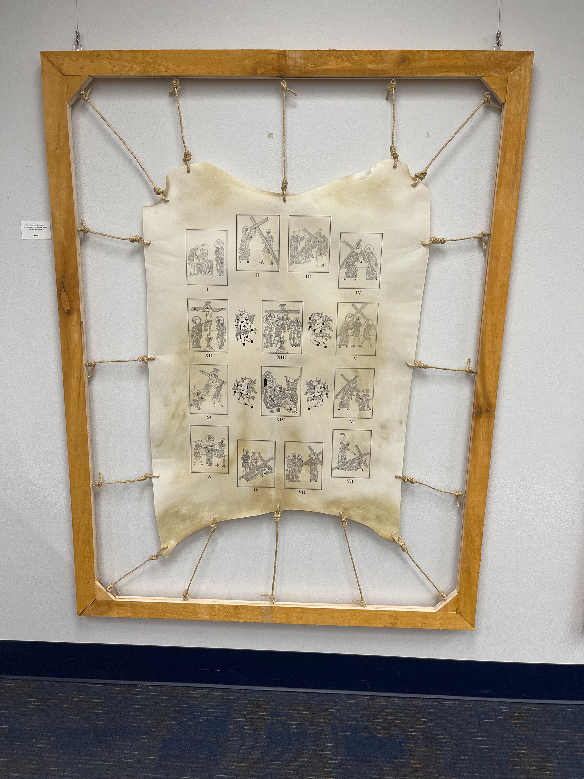 Stations of the Cross, Goatskin in Tanning Rack