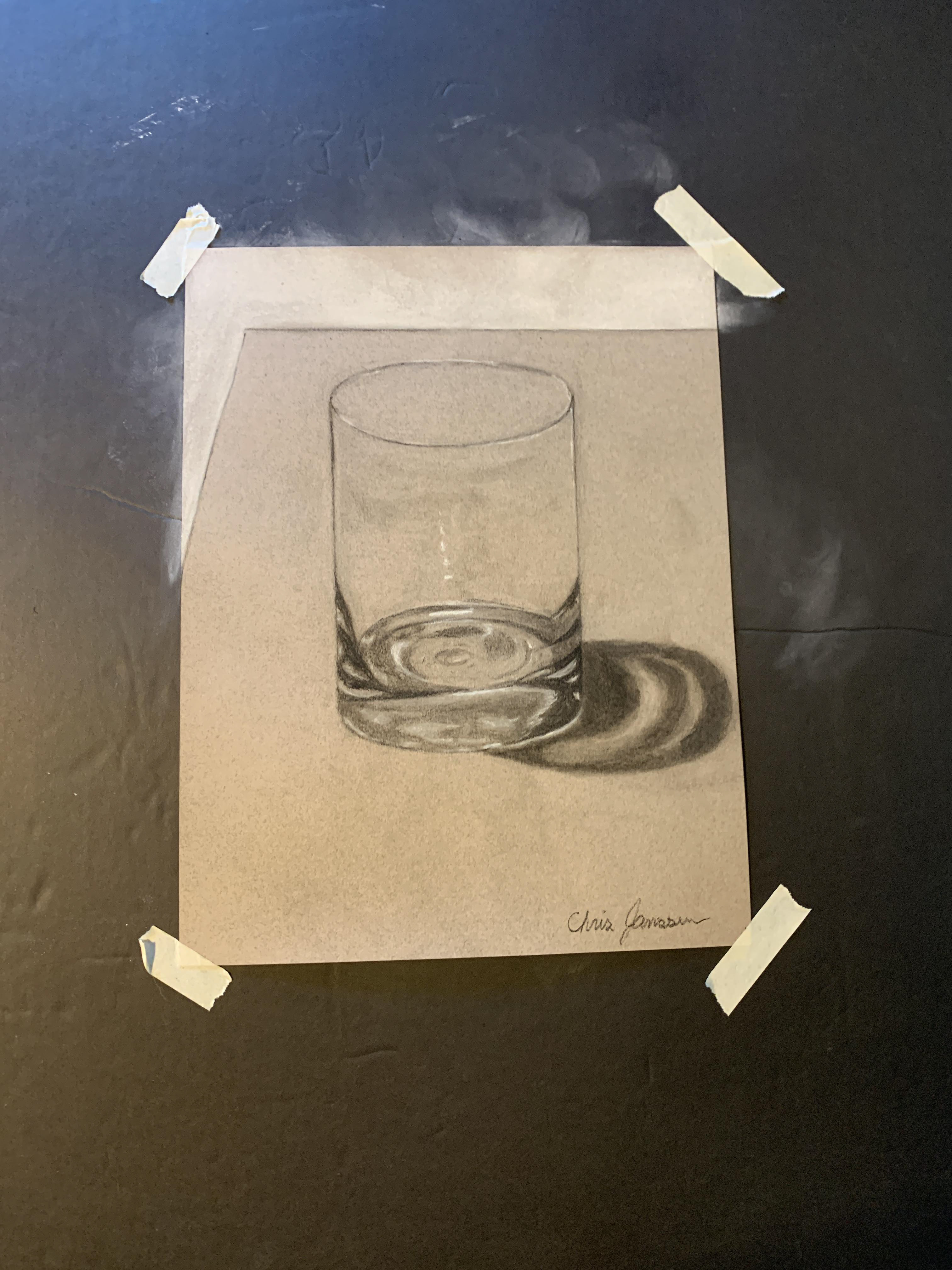 Still Life, Black and White Charcoal on Toned Paper