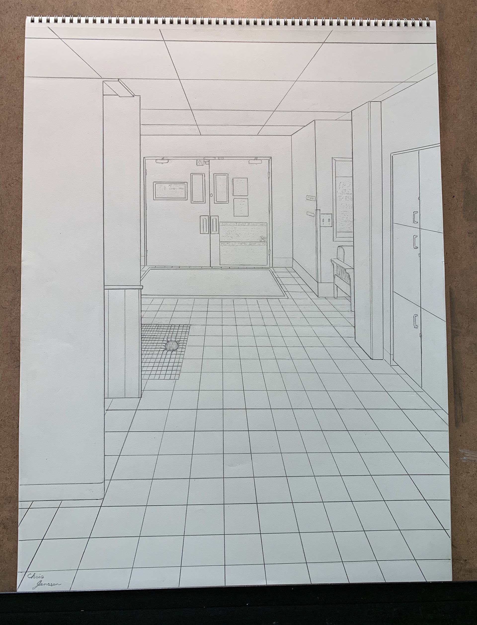 Study on One-Point Perspective, Linear, Graphite on Paper