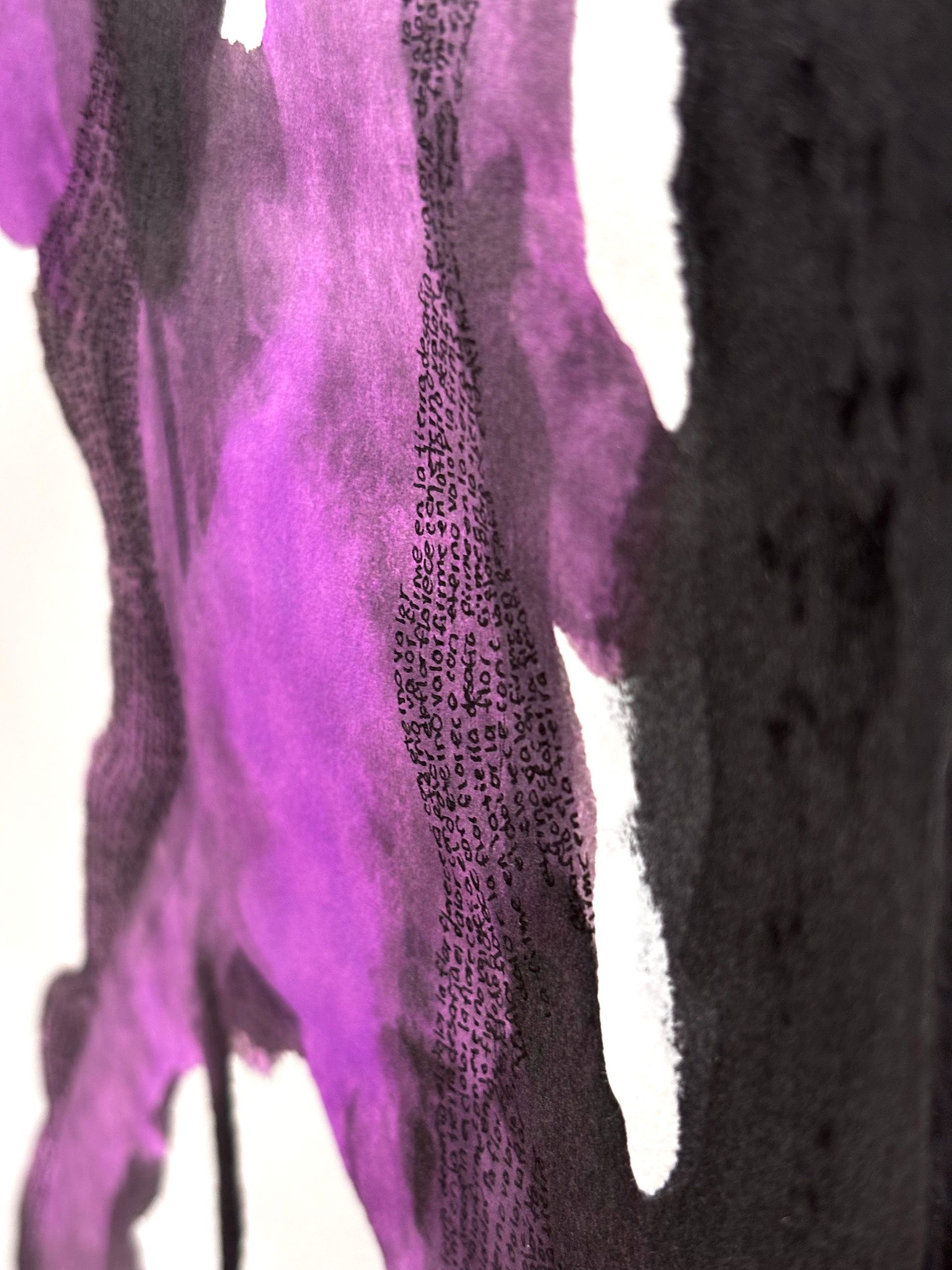 Close Up Eye See You Bloom, Black and Purple Ink, Pen, 26 ×40", 2024