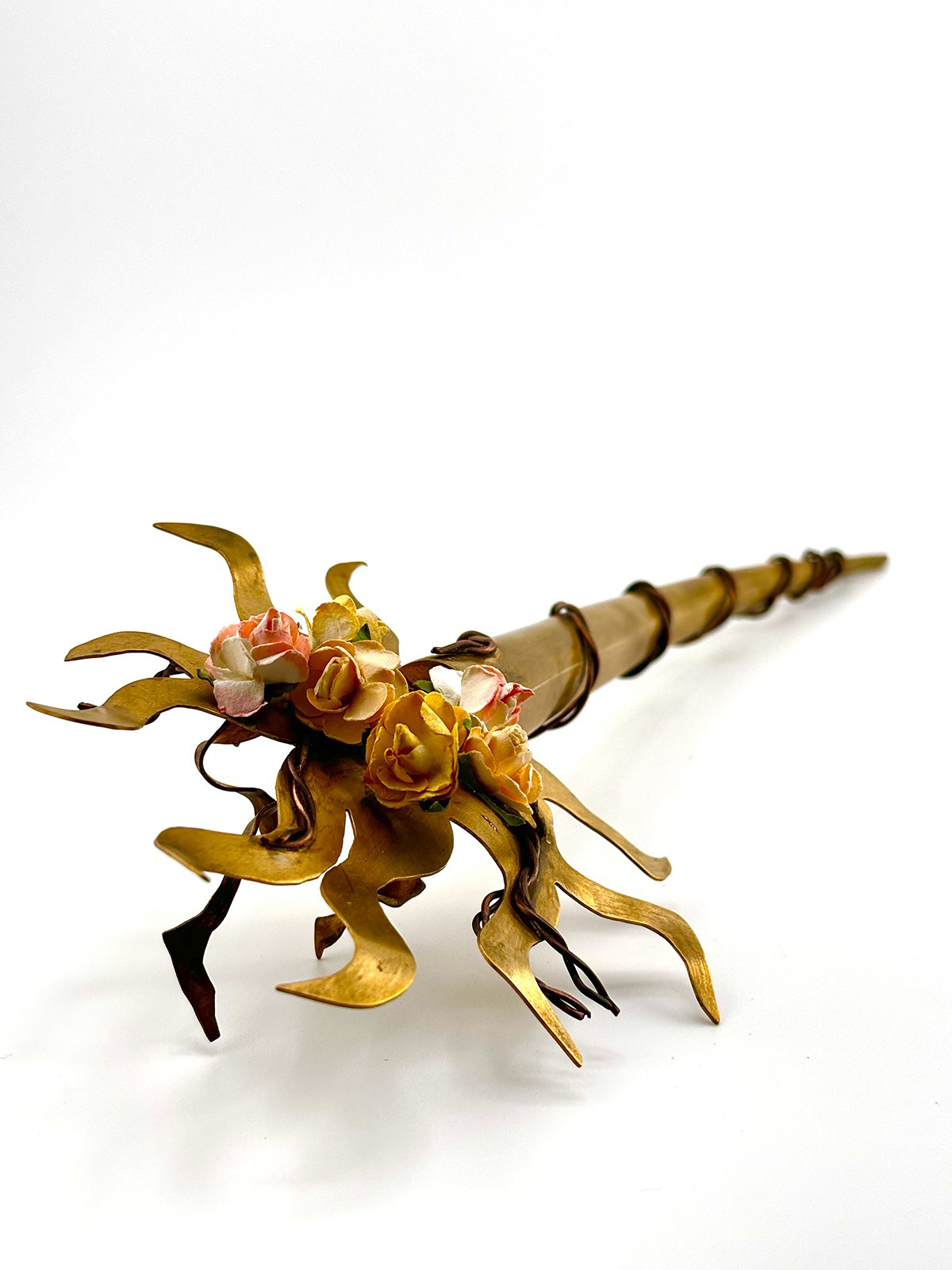 Sun City, Brass, Copper, and Found Objects, 3 x 3 x 10", 2024 