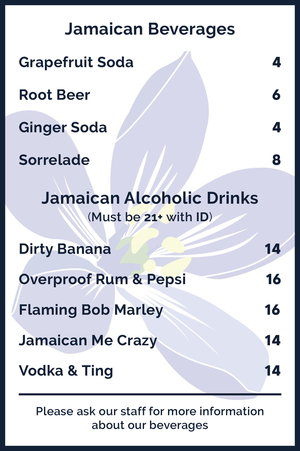 Drink Menu Back