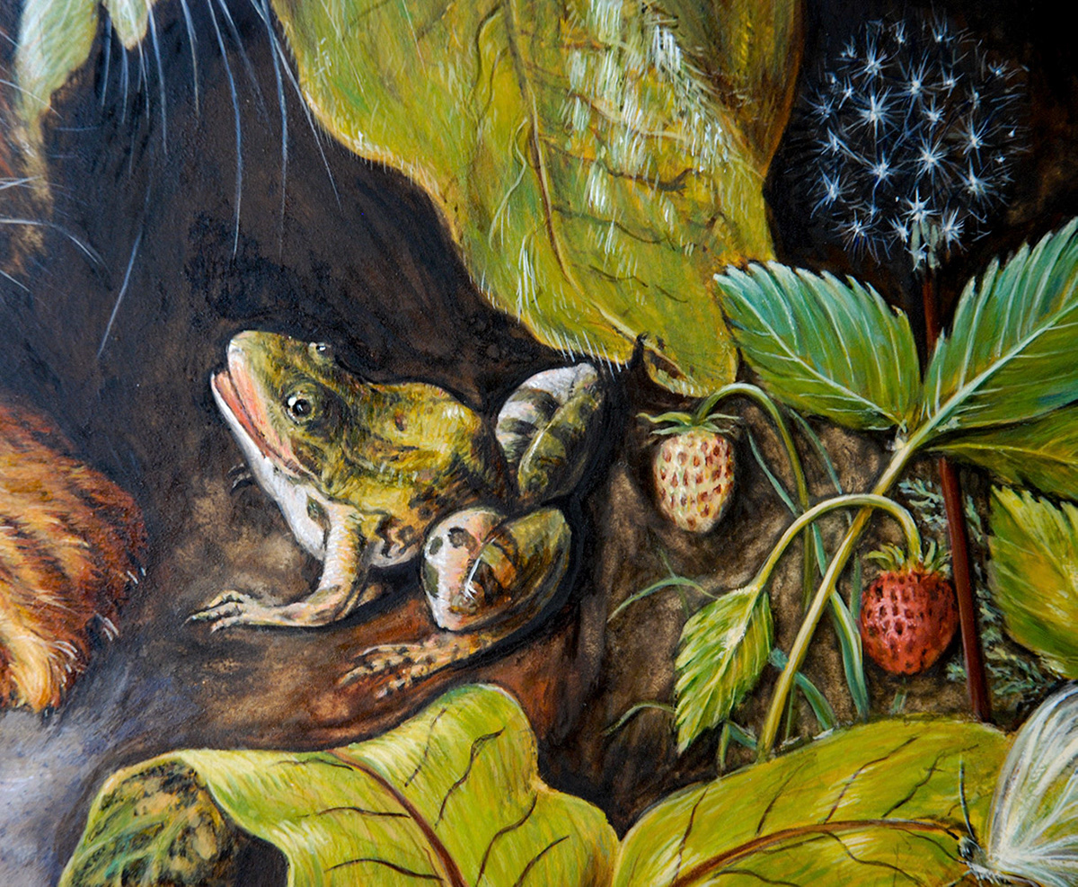 Detail of Frog, Strawberries and Dandelion