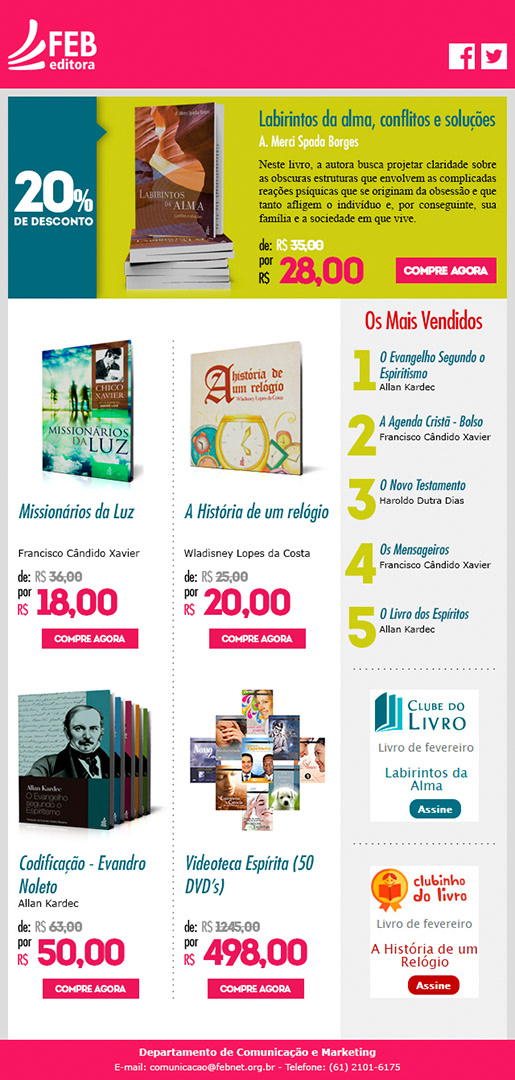 Boletim FEB Editora - catálogo de promoções