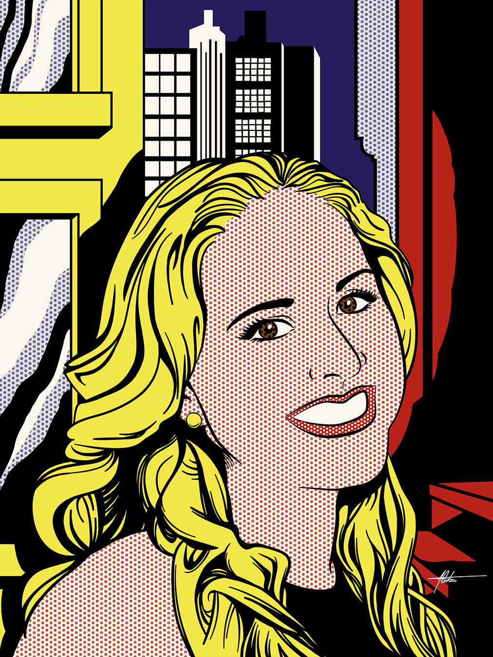 Quadro ao estilo de Roy Lichtenstein