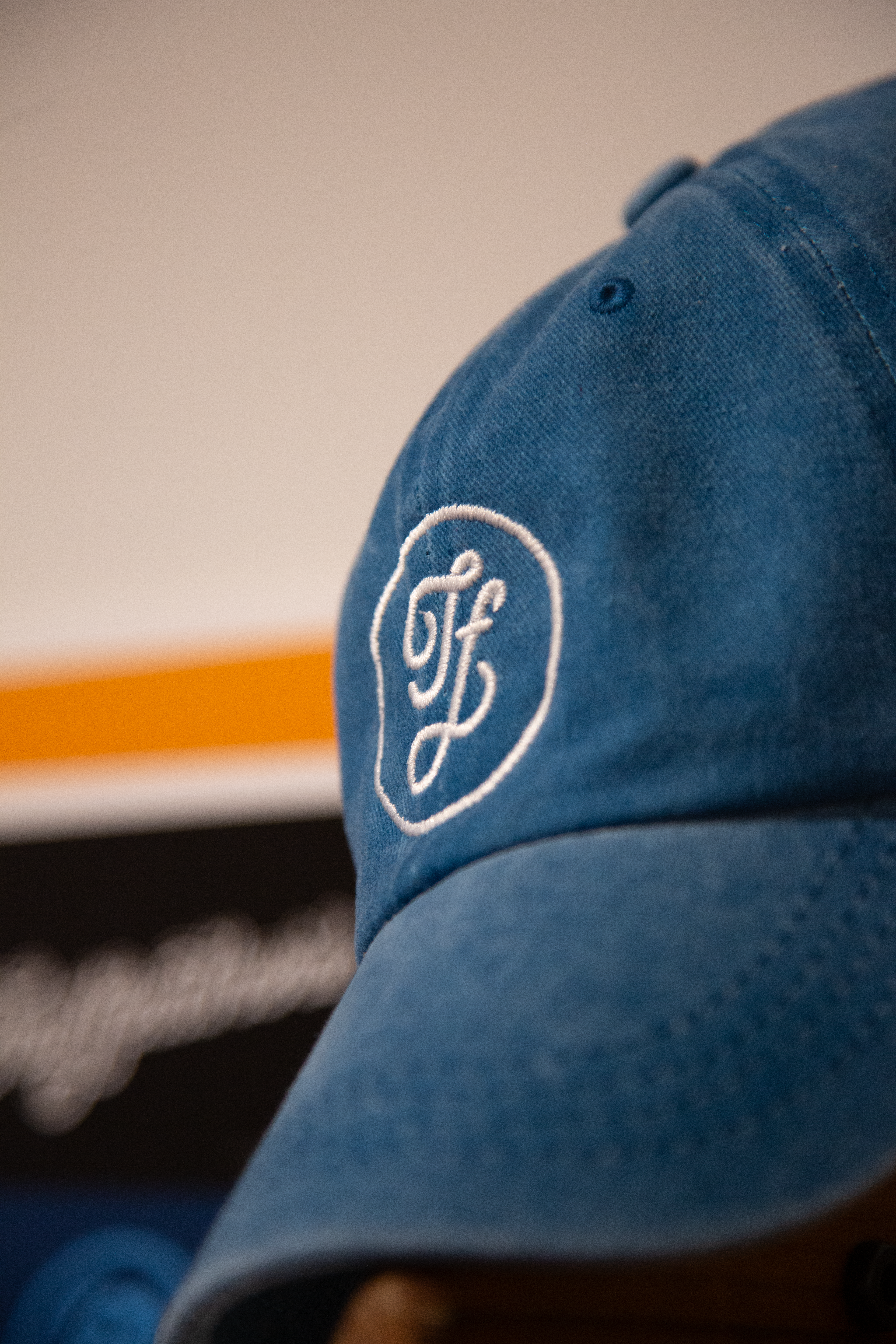 Closeup of embroidered hat